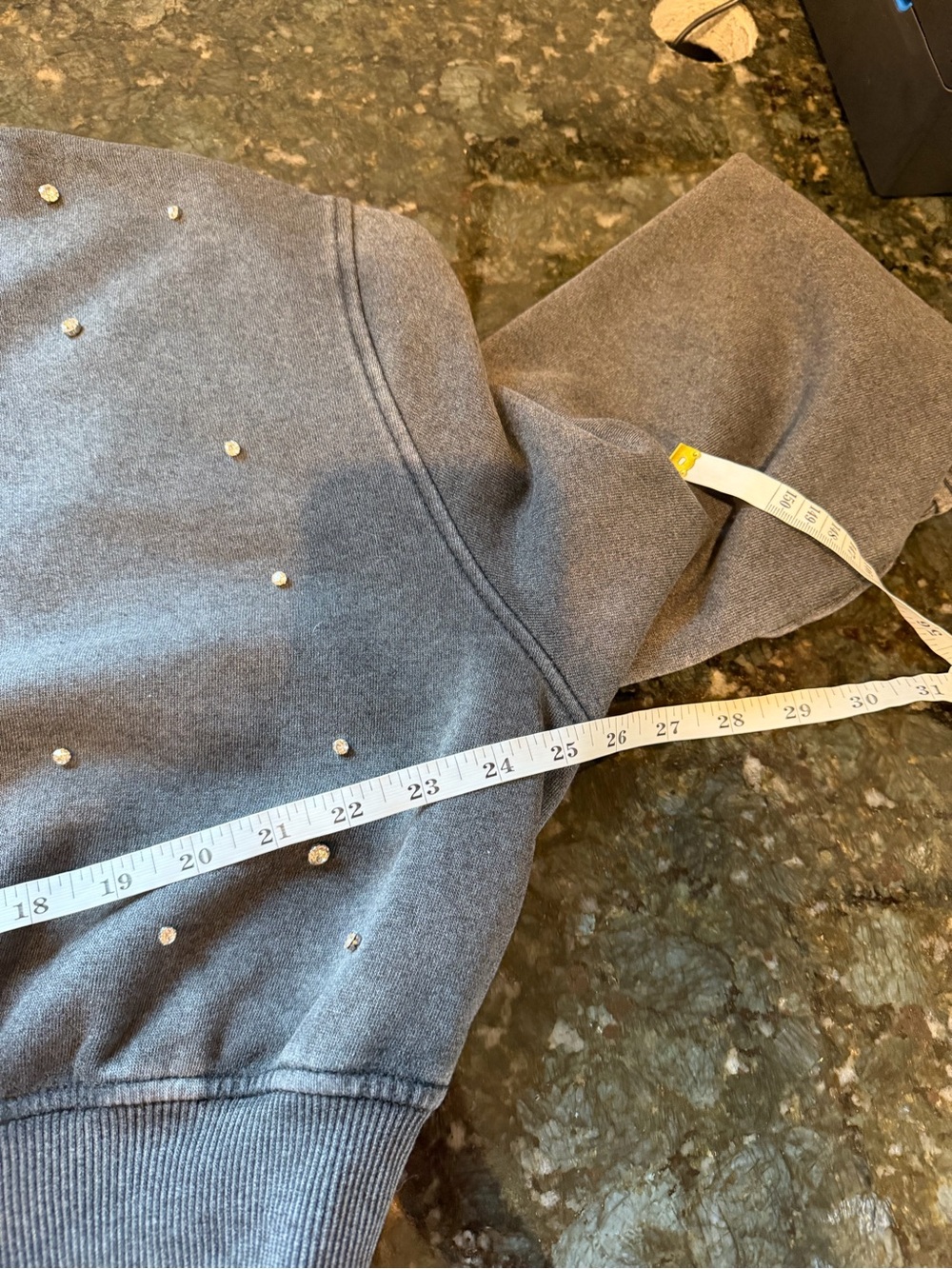 Lazy Sunday Cropped Crewneck Sweatshirt w Diamond Rhinestones. Loungewear. L - Picture 6 of 7